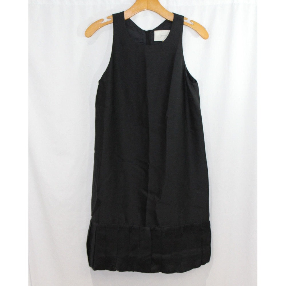 Leifsdottir Anthropologie Womens Black Sleeveless Silk Blend Ruffle Hem Dress 4